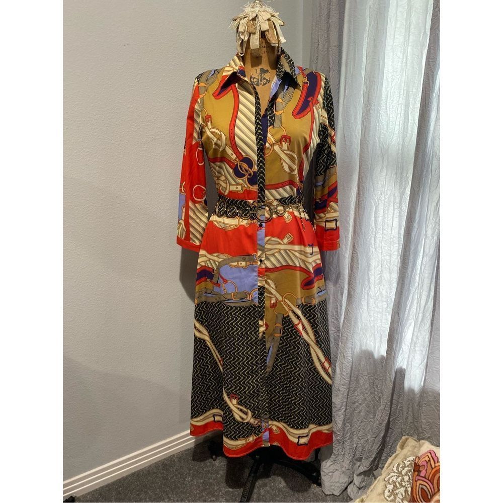 Ladies dress summery very light material 3/4 sleeves below the knee beautiful co